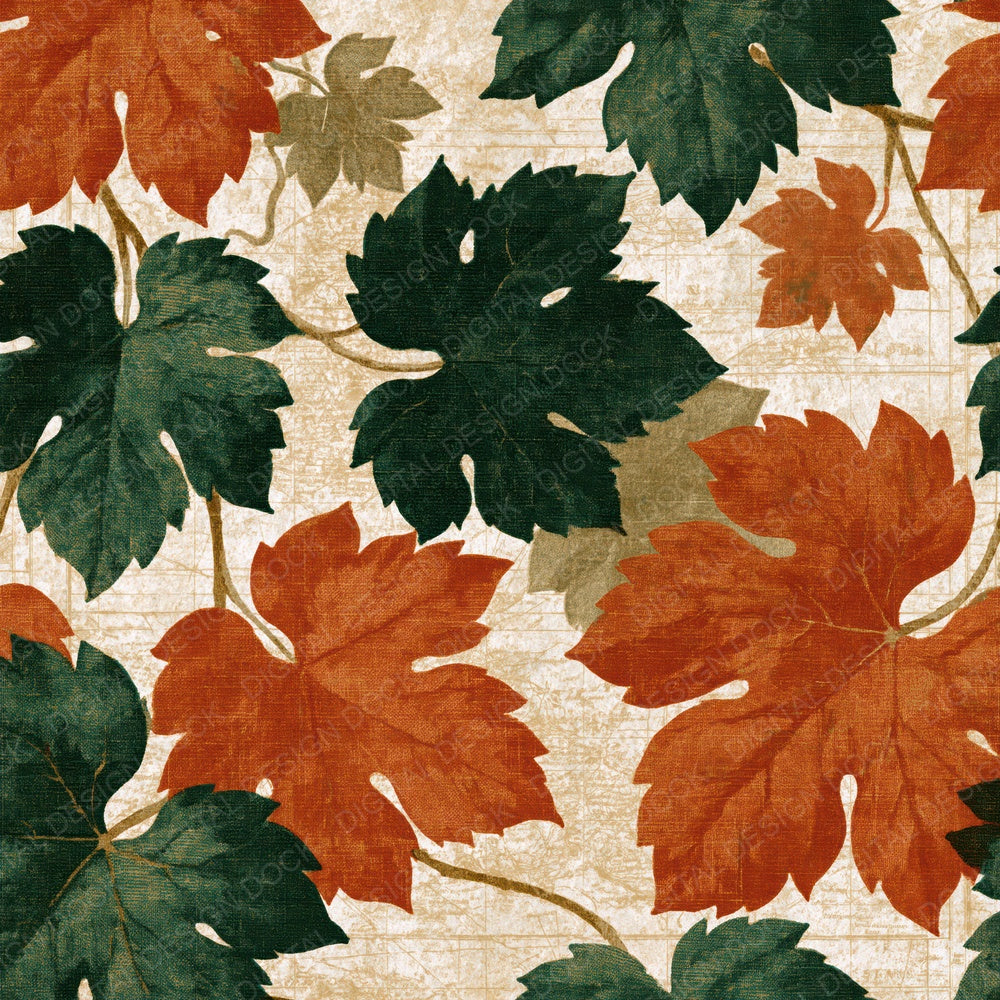 Mezzotint Wine Vines Avocado Burnt Orange Digital Paper Pack (DDD014073)