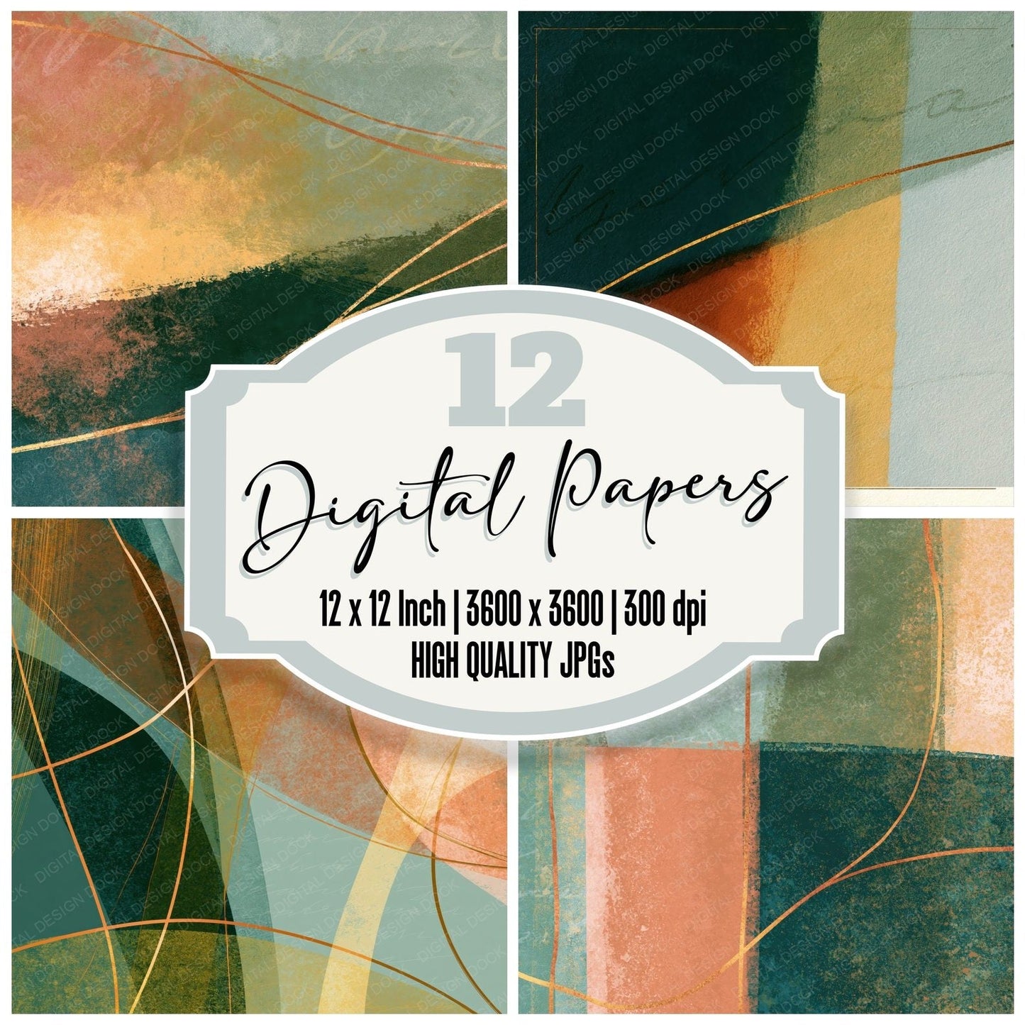 Minimal Sage Primrose Abstract Digital Paper Pack (DDD014074)