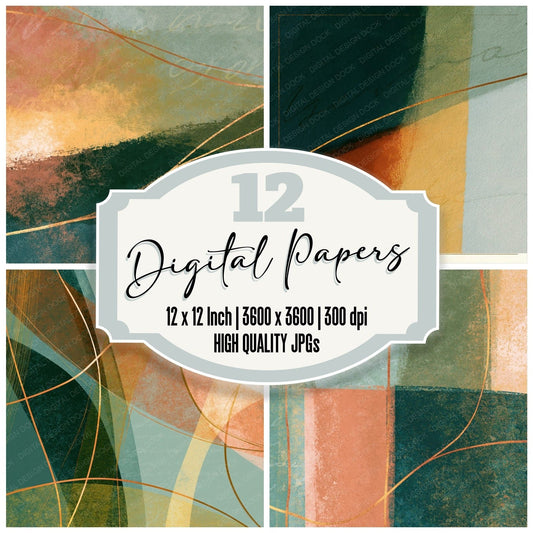 Minimal Sage Primrose Abstract Digital Paper Pack (DDD014074)