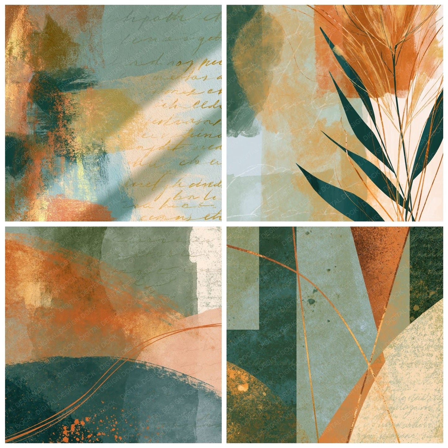 Minimal Sage Primrose Abstract Digital Paper Pack (DDD014074)