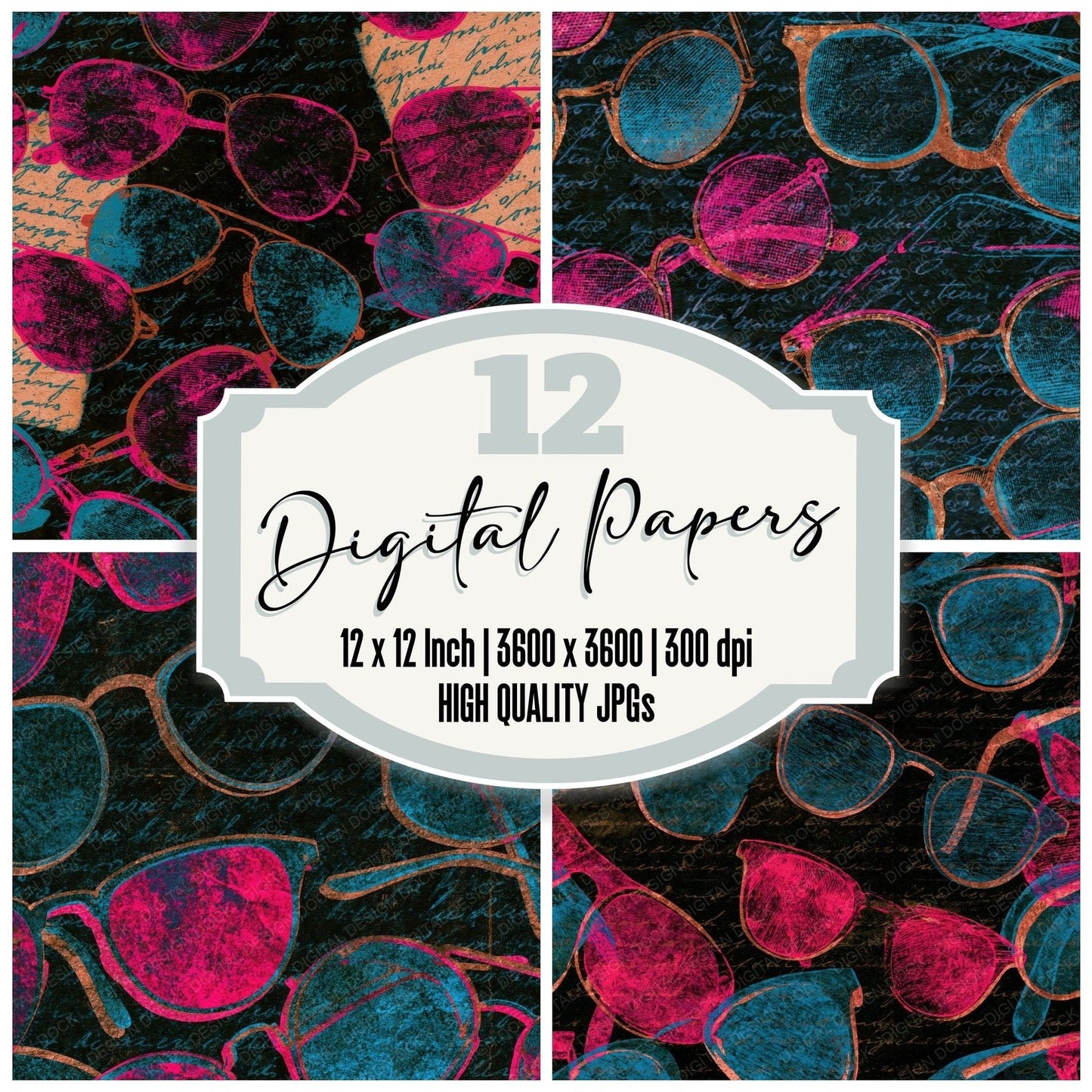 Naturalist Sunglasses Pink Cyan Digital Paper Pack (DDD014076)