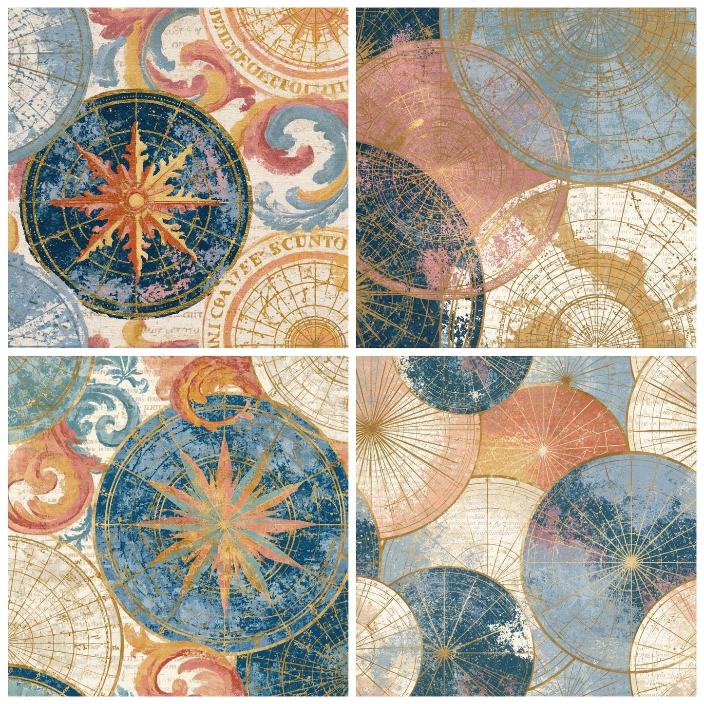 Rococo Astrological Charts Peach Cream Digital Paper Pack (DDD014079)