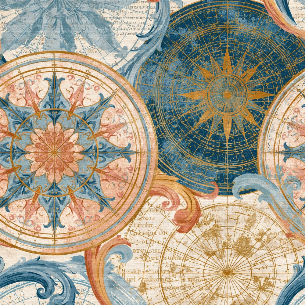 Rococo Astrological Charts Peach Cream Digital Paper Pack (DDD014079)