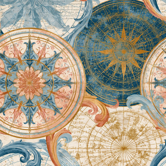Rococo Astrological Charts Peach Cream Digital Paper Pack (DDD014079)
