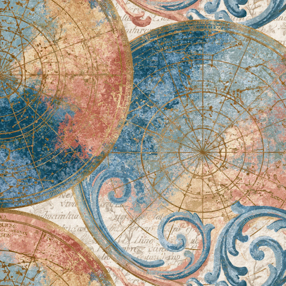 Rococo Astrological Charts Peach Cream Digital Paper Pack (DDD014079)