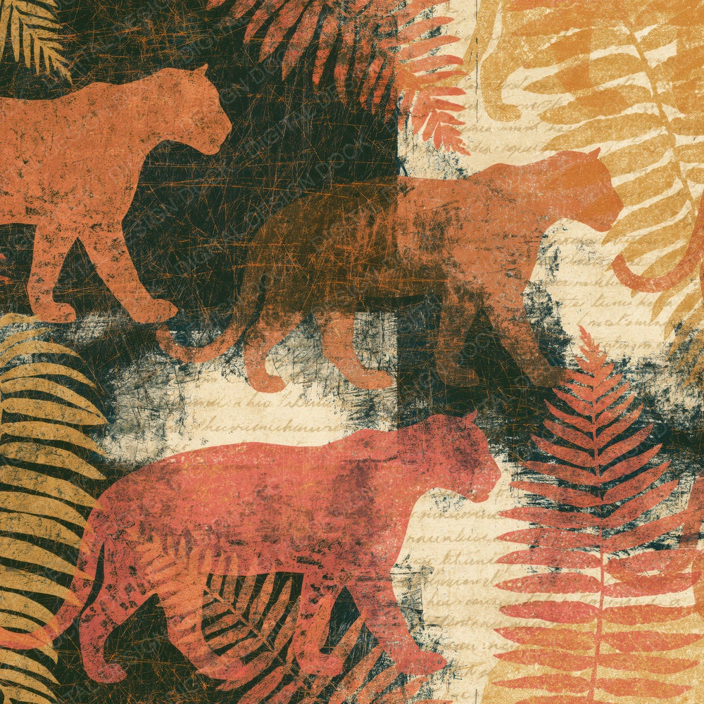 Scratchboard Jaguar Burnt Orange Cream Digital Paper Pack (DDD014081)