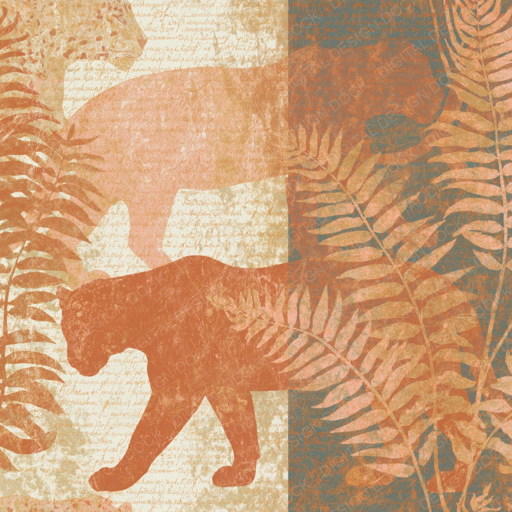 Scratchboard Jaguar Burnt Orange Cream Digital Paper Pack (DDD014081)