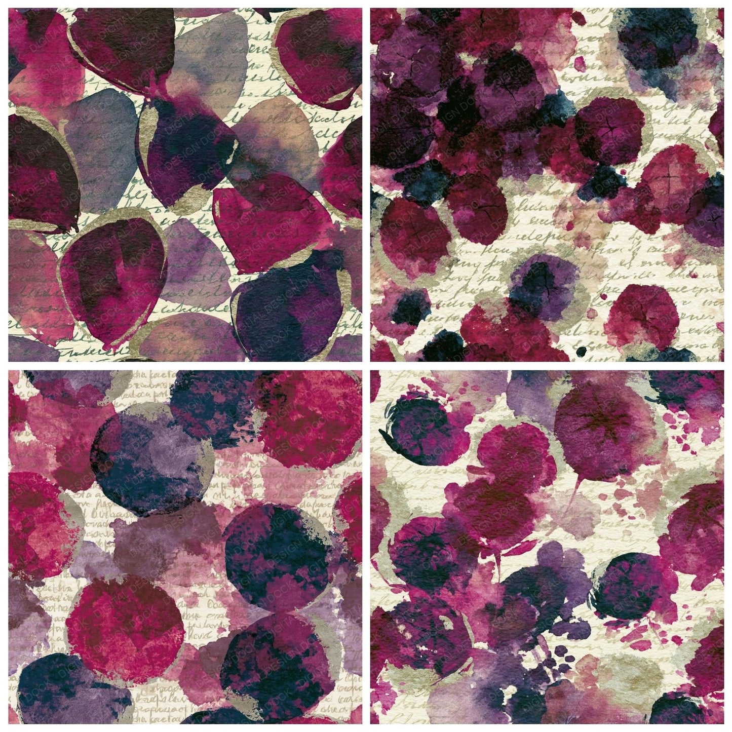 Sumi-e Pin Cushions Plum Cream Digital Paper Pack (DDD014082)