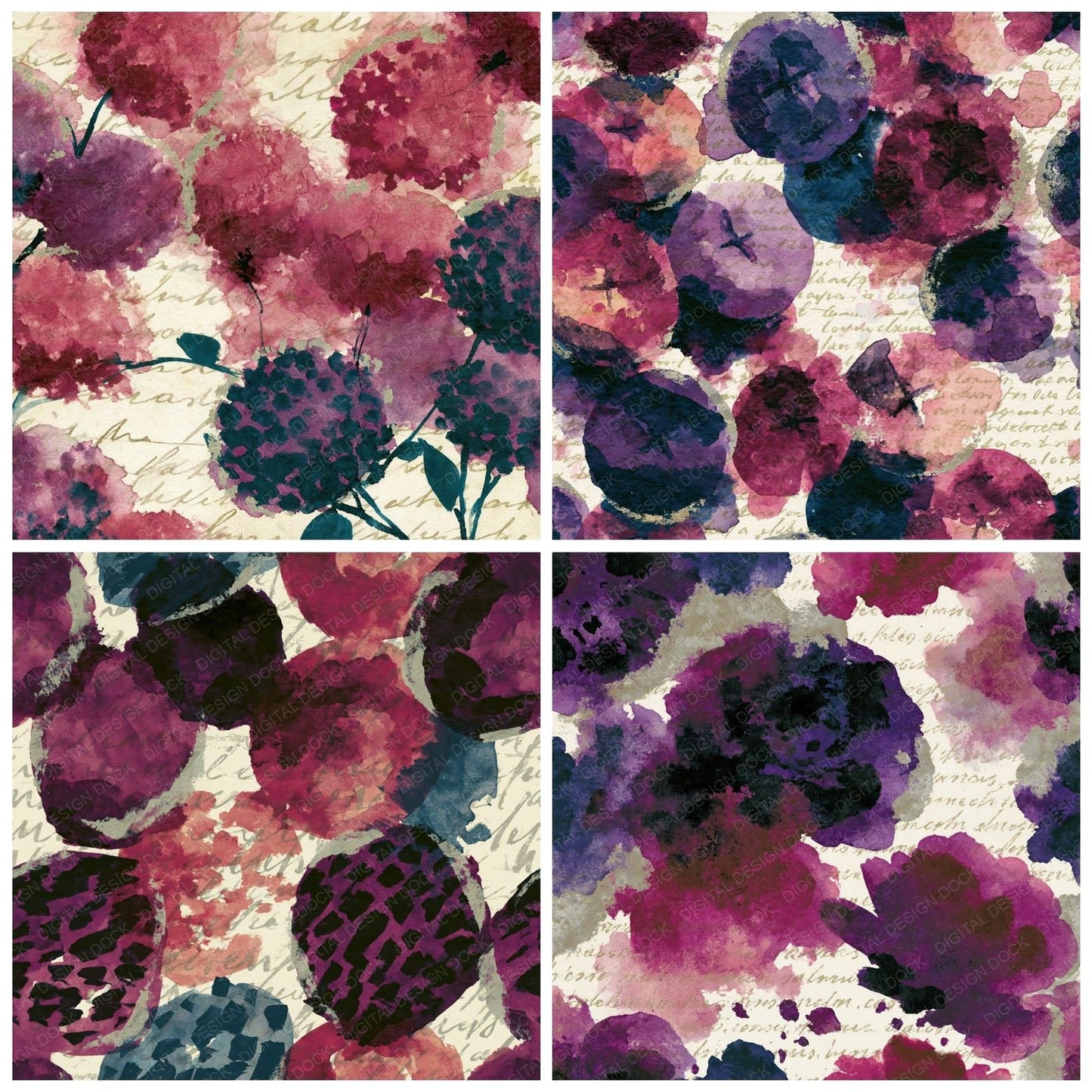 Sumi-e Pin Cushions Plum Cream Digital Paper Pack (DDD014082)
