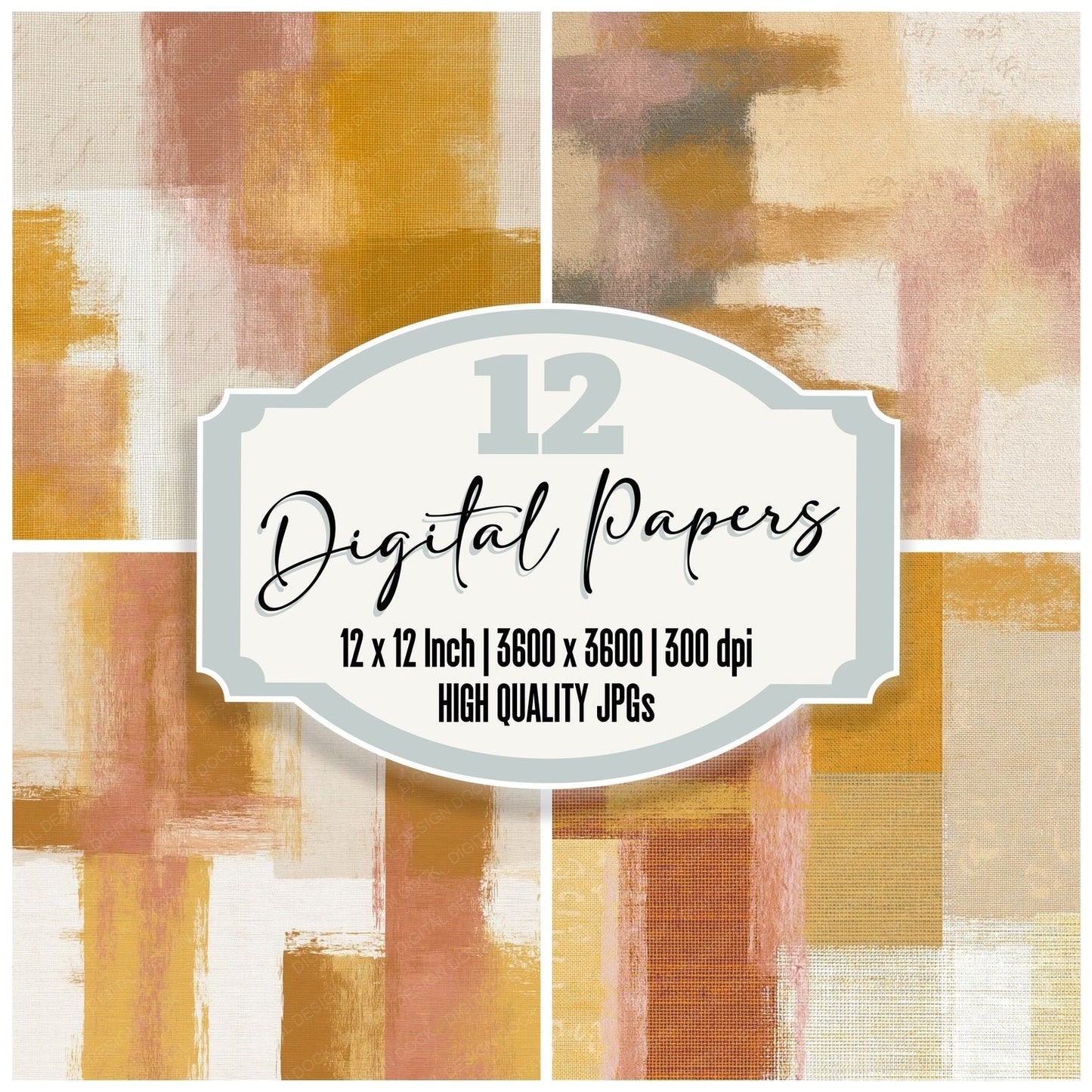 Tapestry Wheat Ochre Gold Texture Digital Paper Pack (DDD014083)