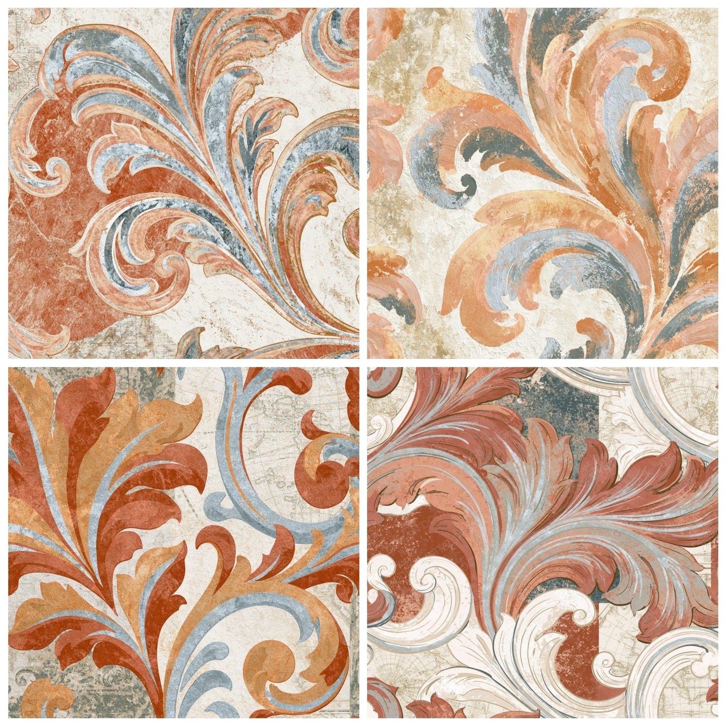 Baroque Terracotta Bone Texture Digital Paper Pack (DDD014085)