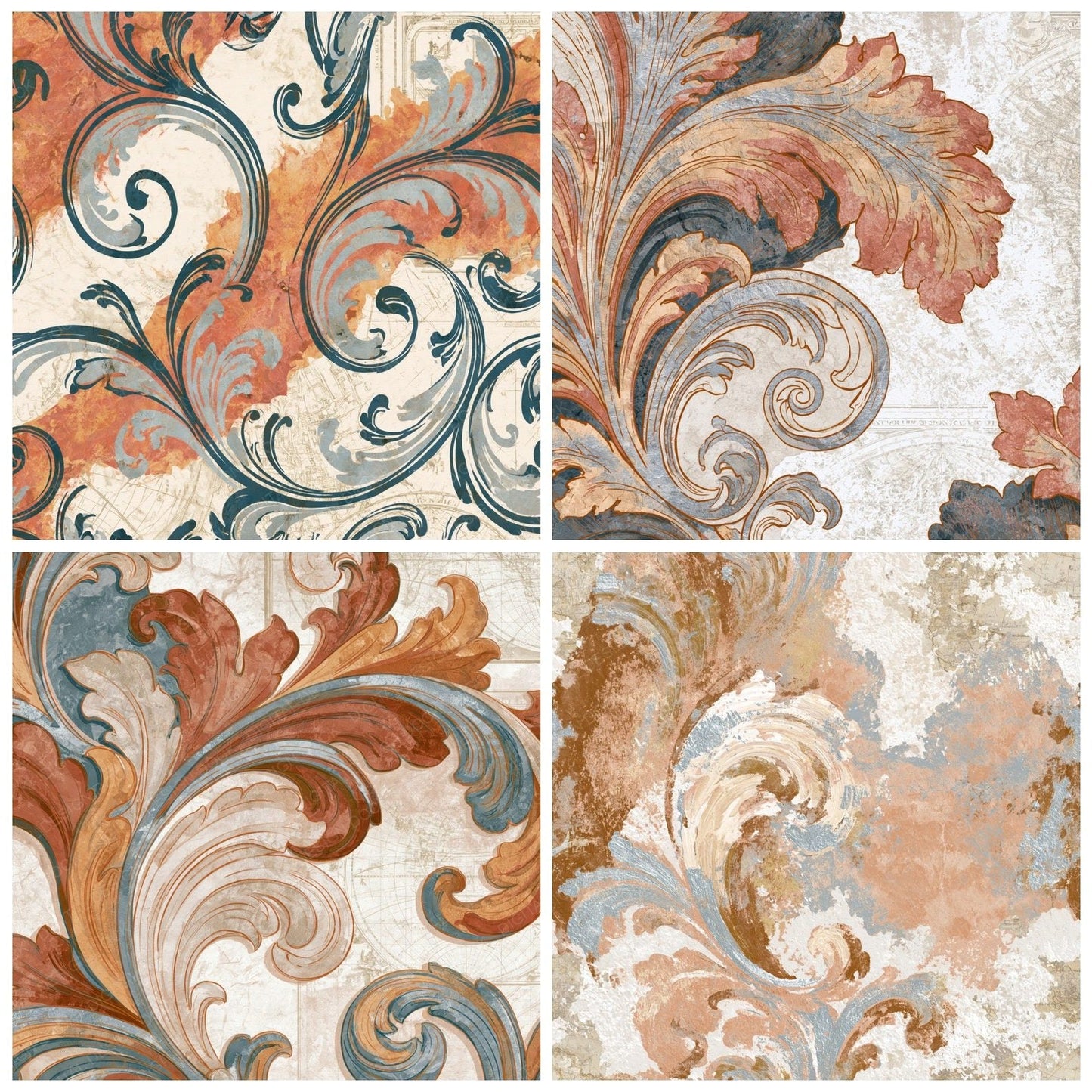 Baroque Terracotta Bone Texture Digital Paper Pack (DDD014085)