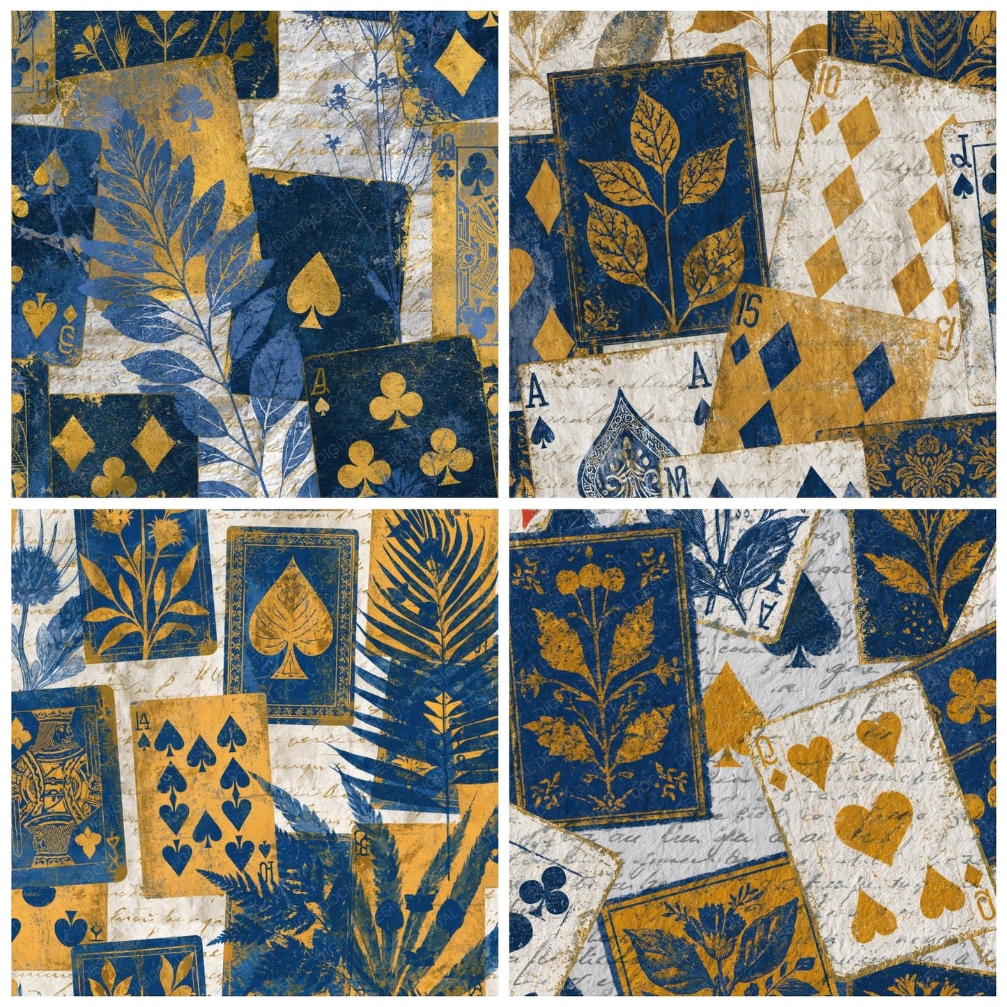Blueprint Playing Cards Cobalt Yellow Digital Paper Pack (DDD014087)