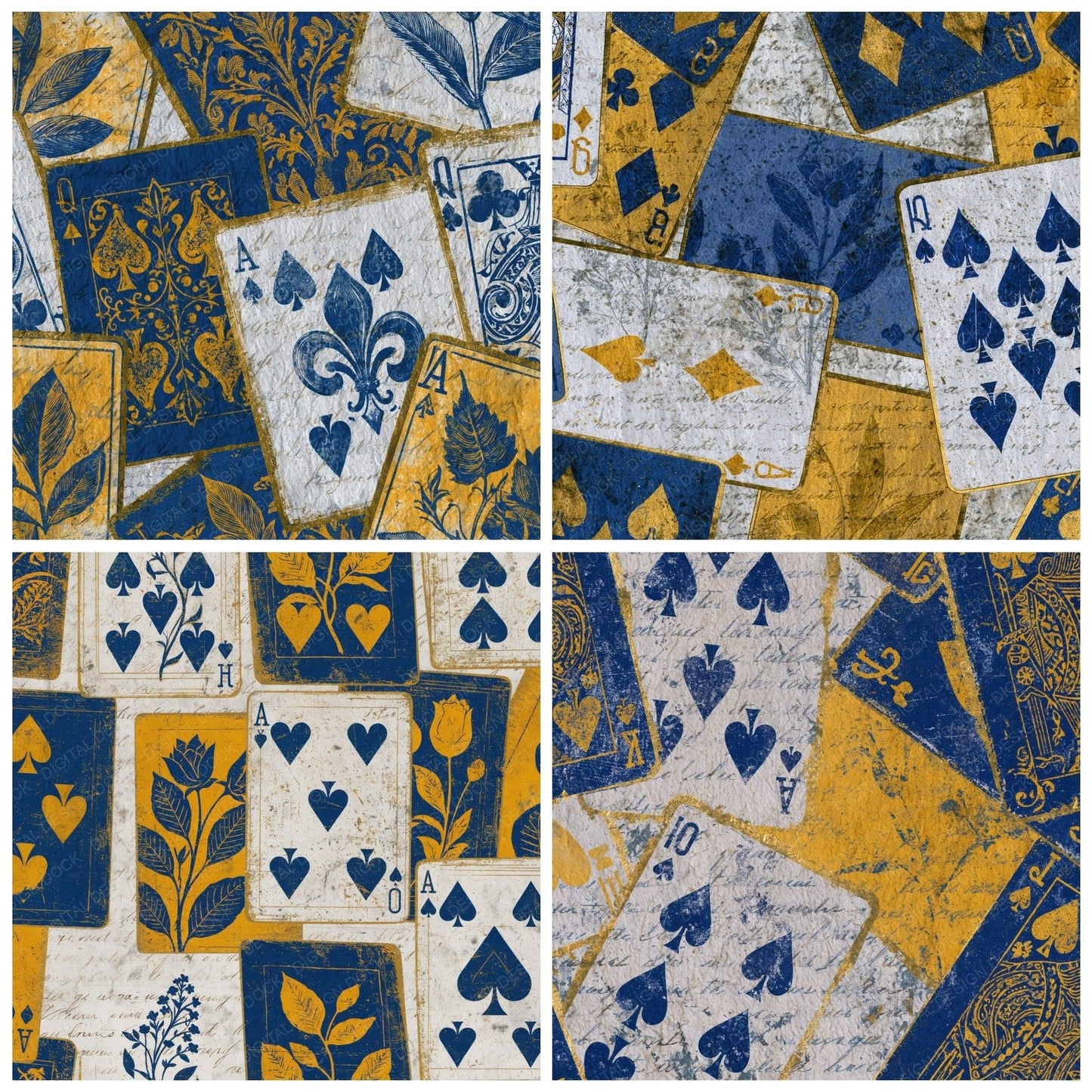 Blueprint Playing Cards Cobalt Yellow Digital Paper Pack (DDD014087)
