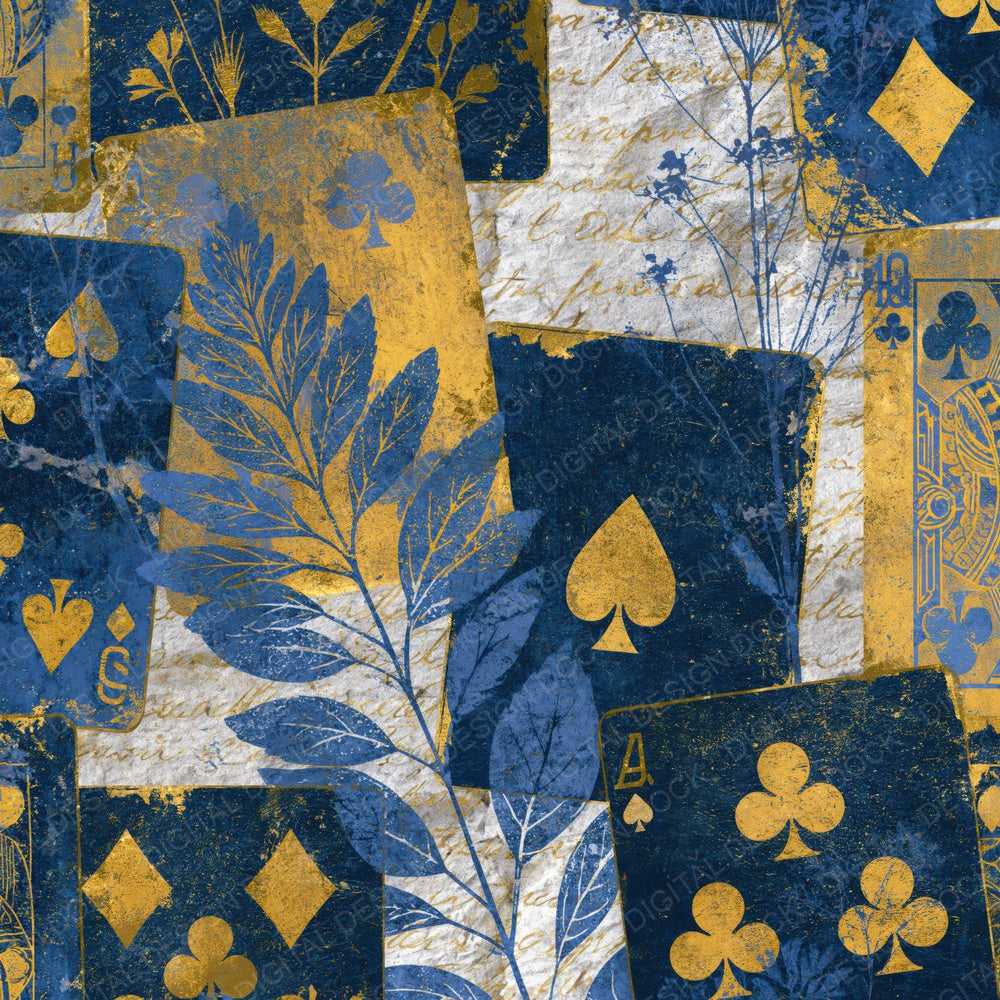 Blueprint Playing Cards Cobalt Yellow Digital Paper Pack (DDD014087)