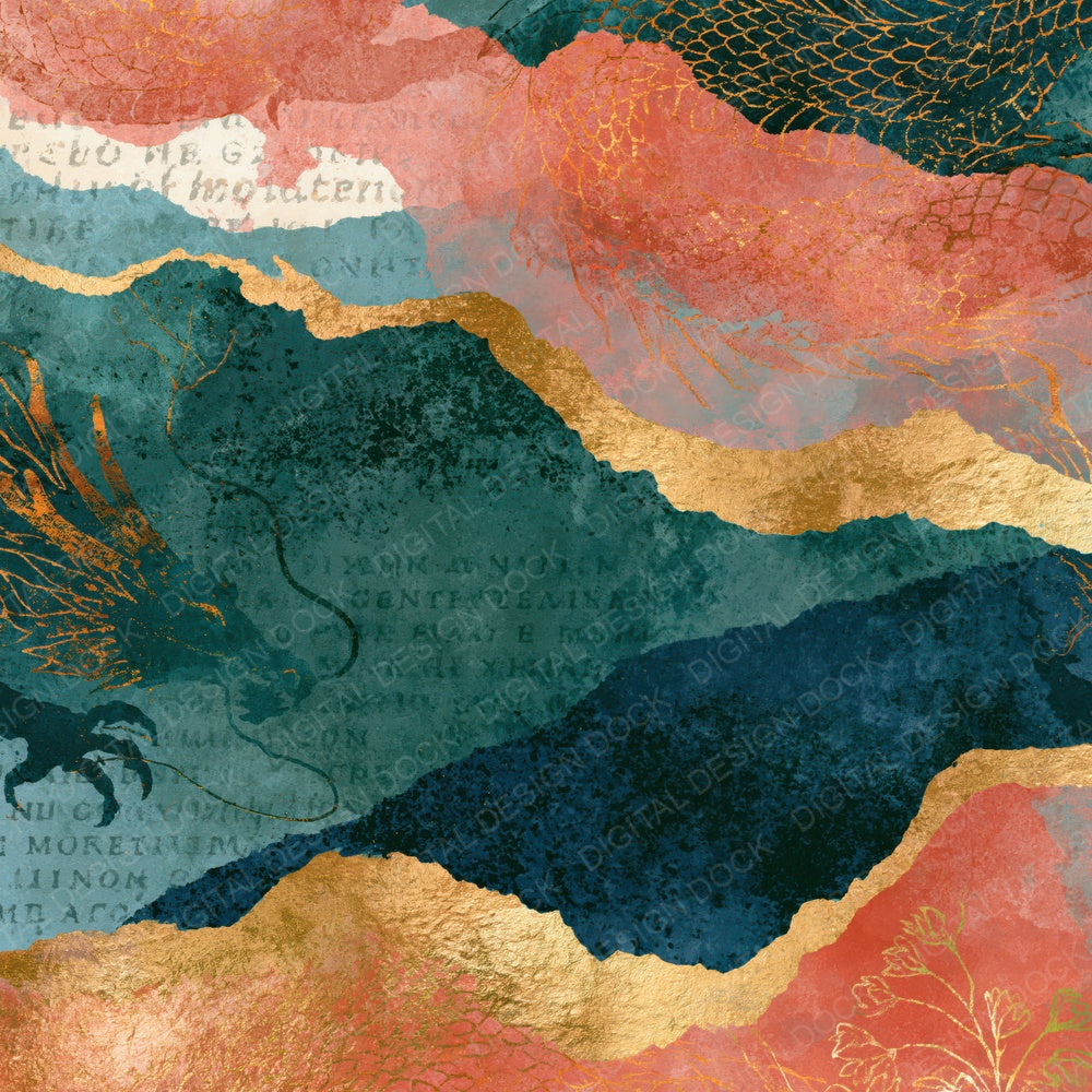 Bohemian Dragon Hoard Pink Seafoam Digital Paper Pack (DDD014088)