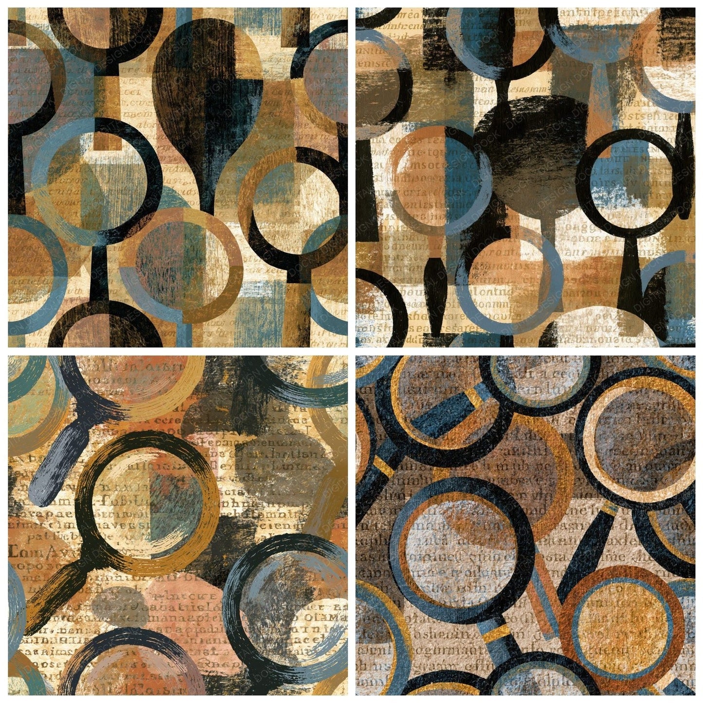 Folk Art Magnifying Glasses Sepia Parchment Digital Paper Pack (DDD014092)