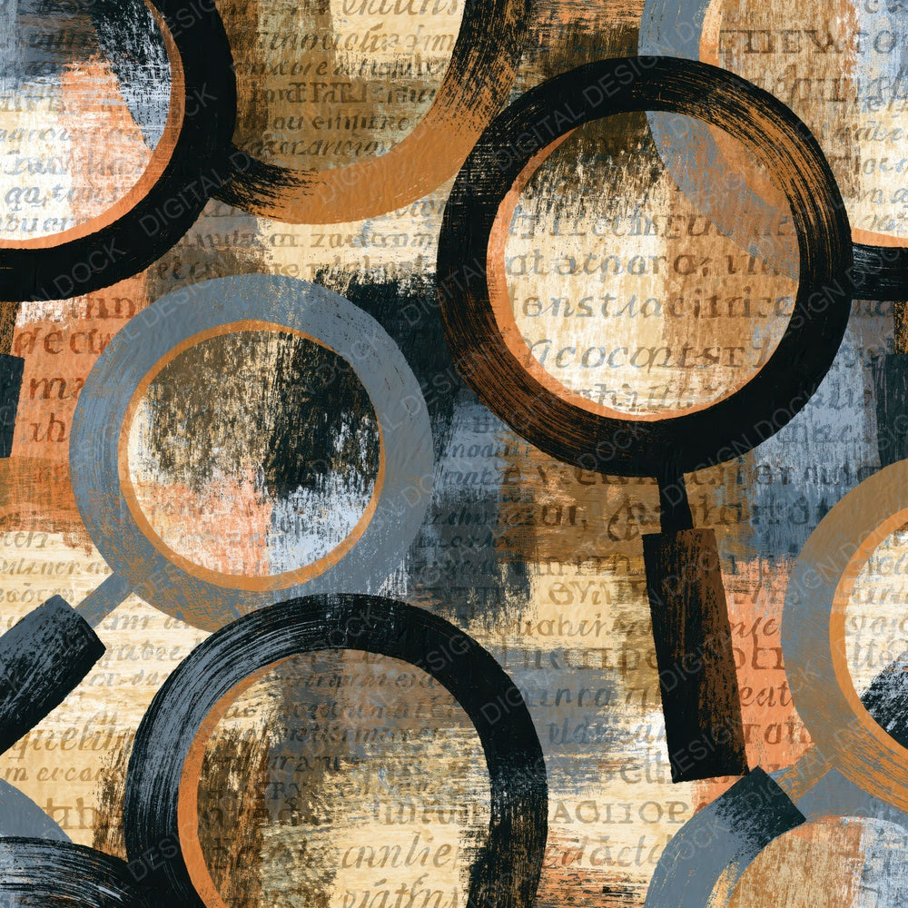 Folk Art Magnifying Glasses Sepia Parchment Digital Paper Pack (DDD014092)
