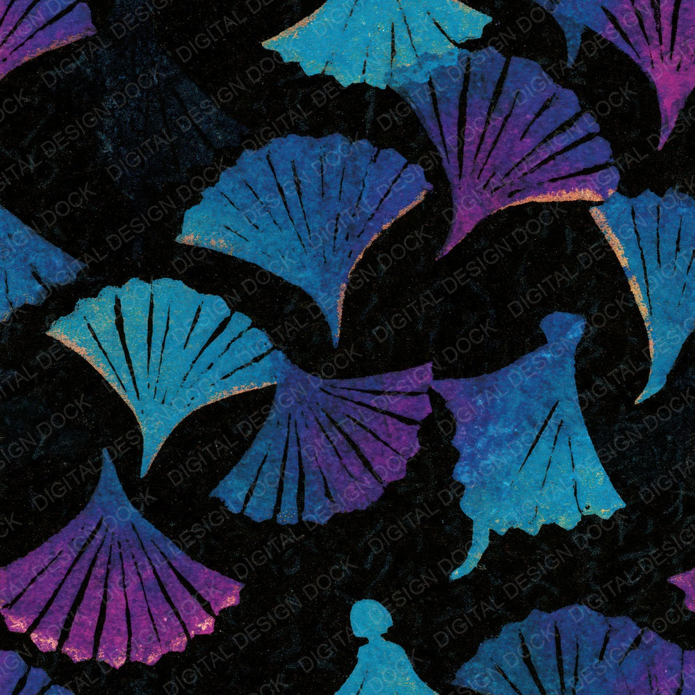 Indian Block Print Flapper Cyan Violet Digital Paper Pack (DDD014093)