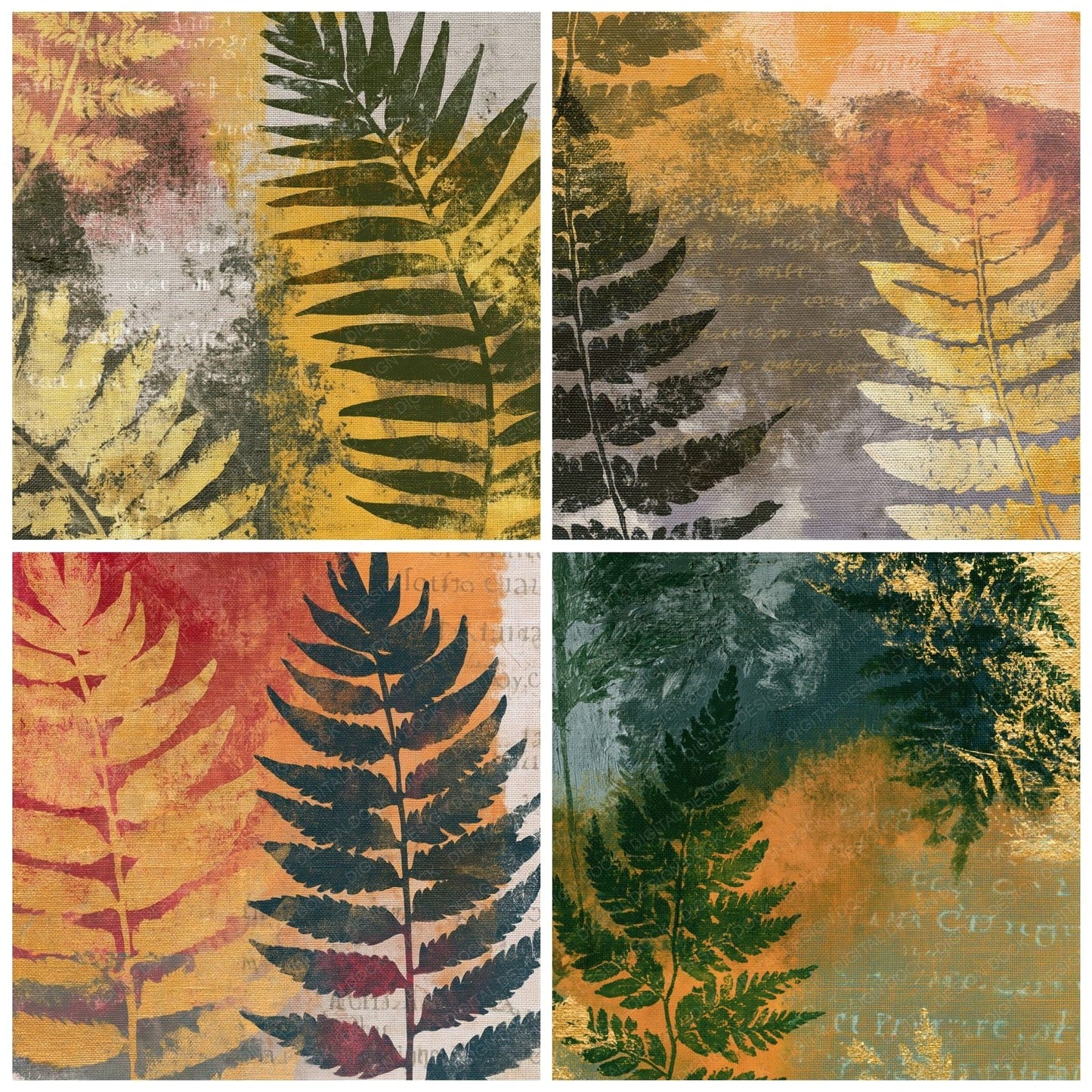 Monoprint Fern Soil Ochre Abstract Digital Paper Pack (DDD014094)