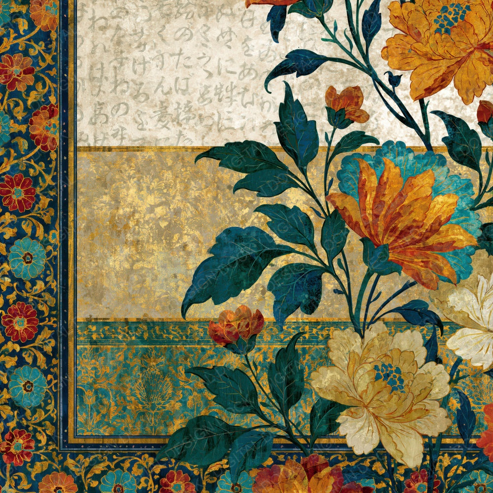 Mughal Jewel Toned Mint Gold Tonal Digital Paper Pack (DDD014097)