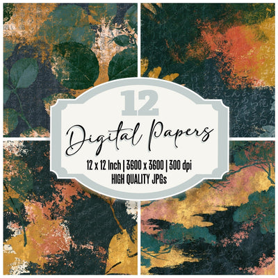 Naturalist Forest Saffron Charcoal Tonal Digital Paper Pack (DDD014098)