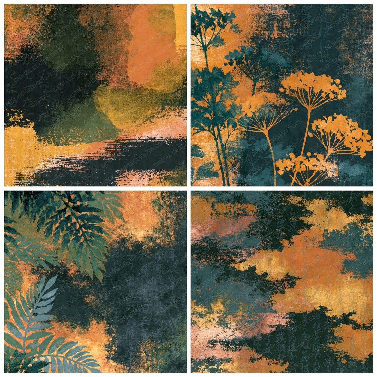Naturalist Forest Saffron Charcoal Tonal Digital Paper Pack (DDD014098)