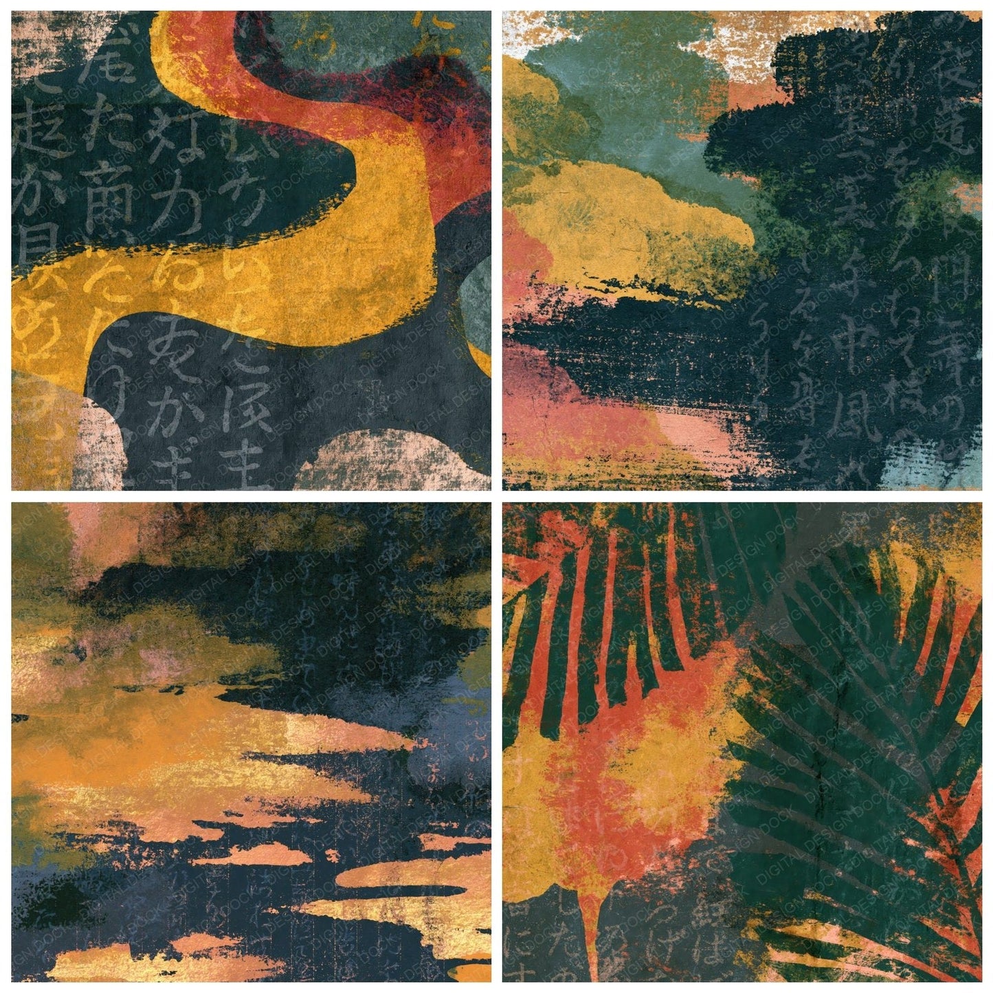 Naturalist Forest Saffron Charcoal Tonal Digital Paper Pack (DDD014098)