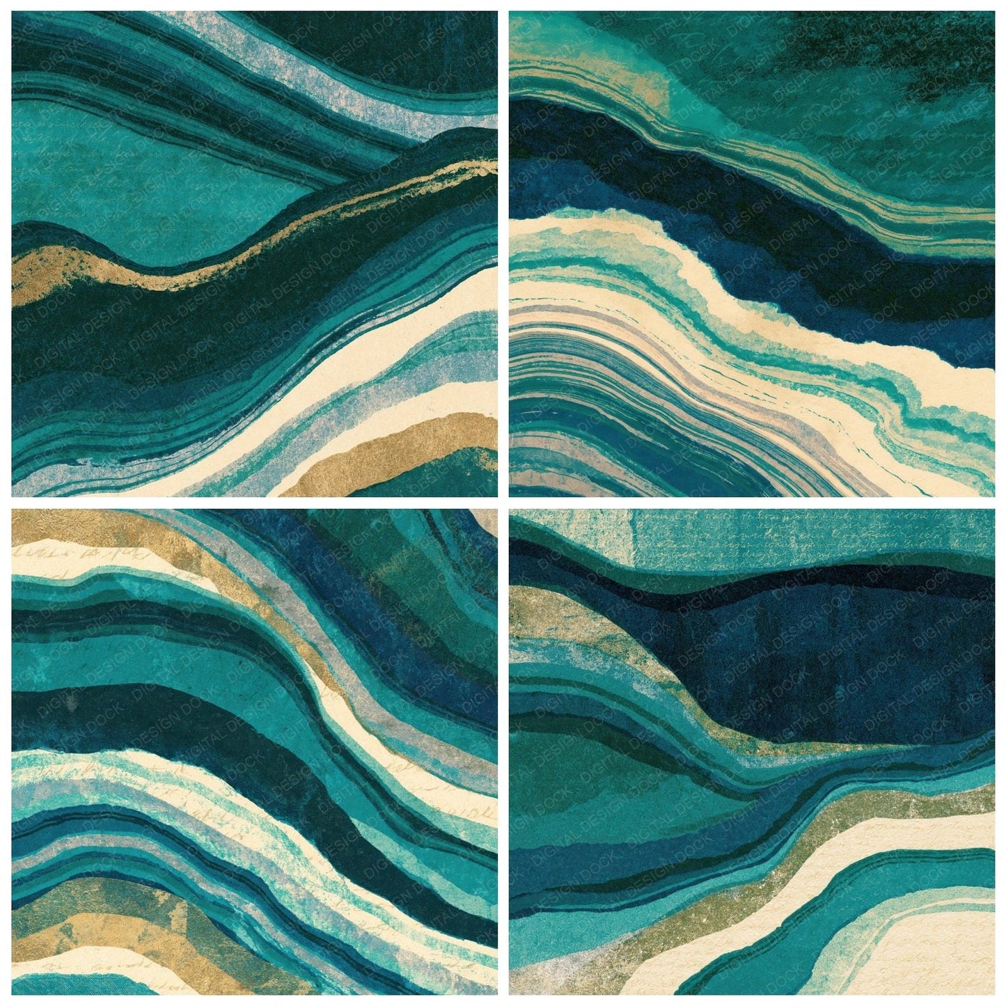 Risograph Malachite Teal Abstract Digital Paper Pack (DDD014099)