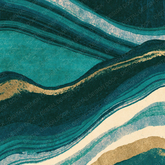 Risograph Malachite Teal Abstract Digital Paper Pack (DDD014099)