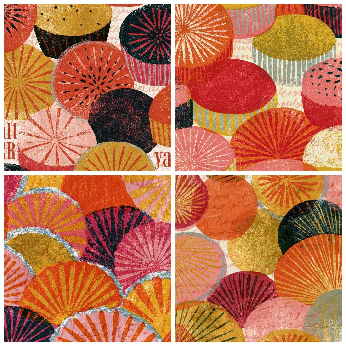 Risograph Pastries Coral Gold Parchment Digital Paper Pack (DDD014100)
