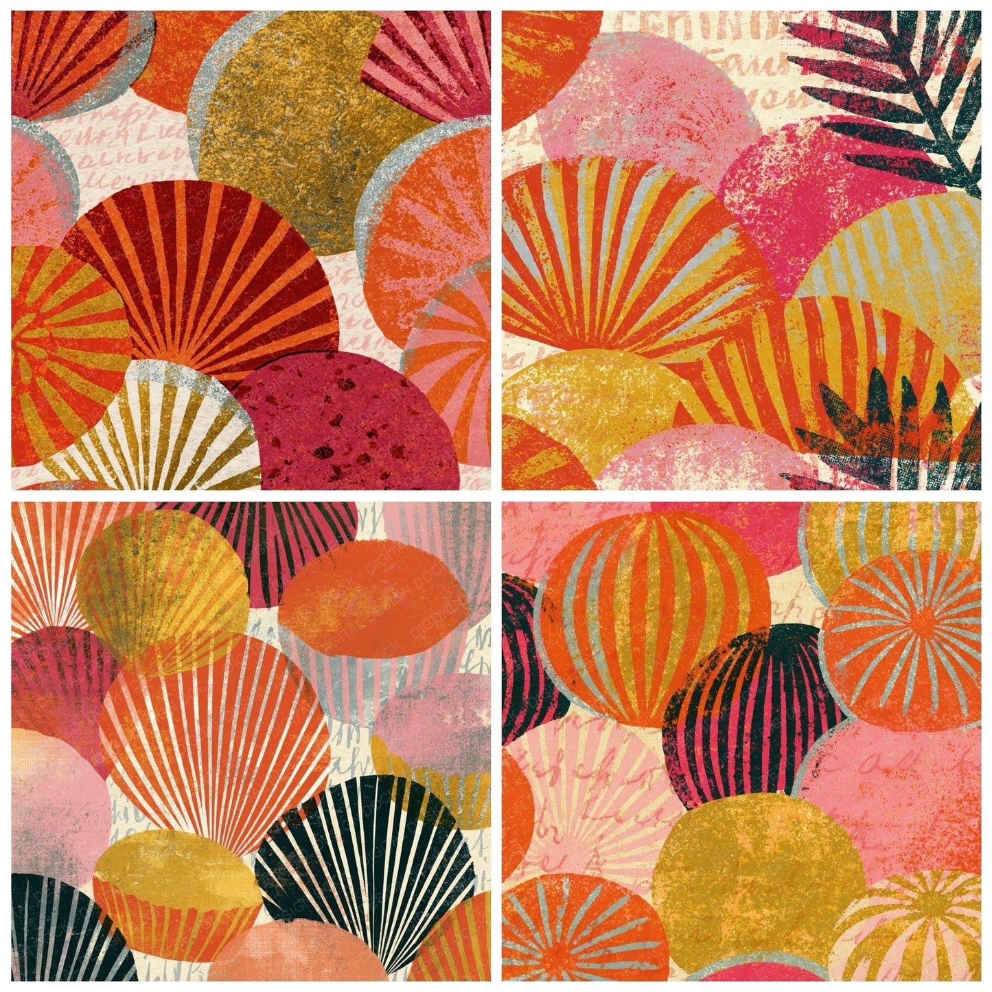 Risograph Pastries Coral Gold Parchment Digital Paper Pack (DDD014100)