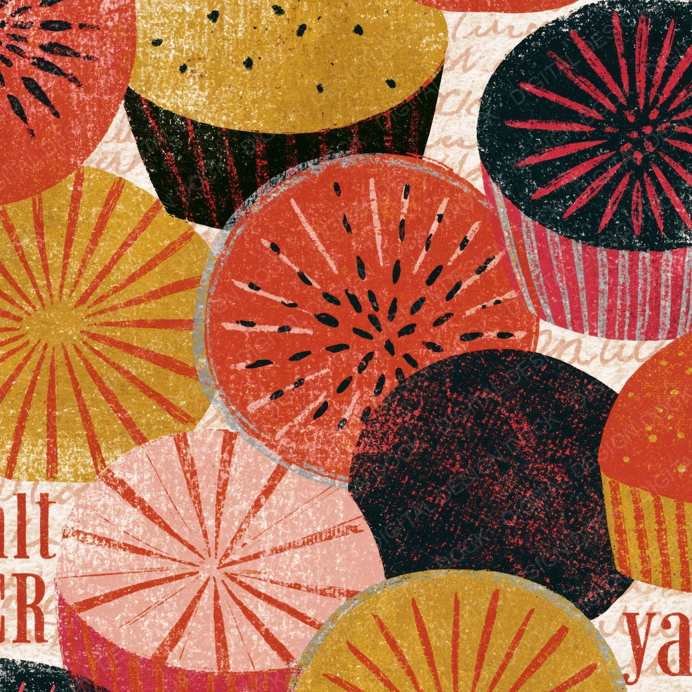 Risograph Pastries Coral Gold Parchment Digital Paper Pack (DDD014100)
