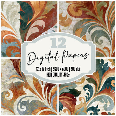 Rococo Rust Bone Abstract Digital Paper Pack (DDD014101)