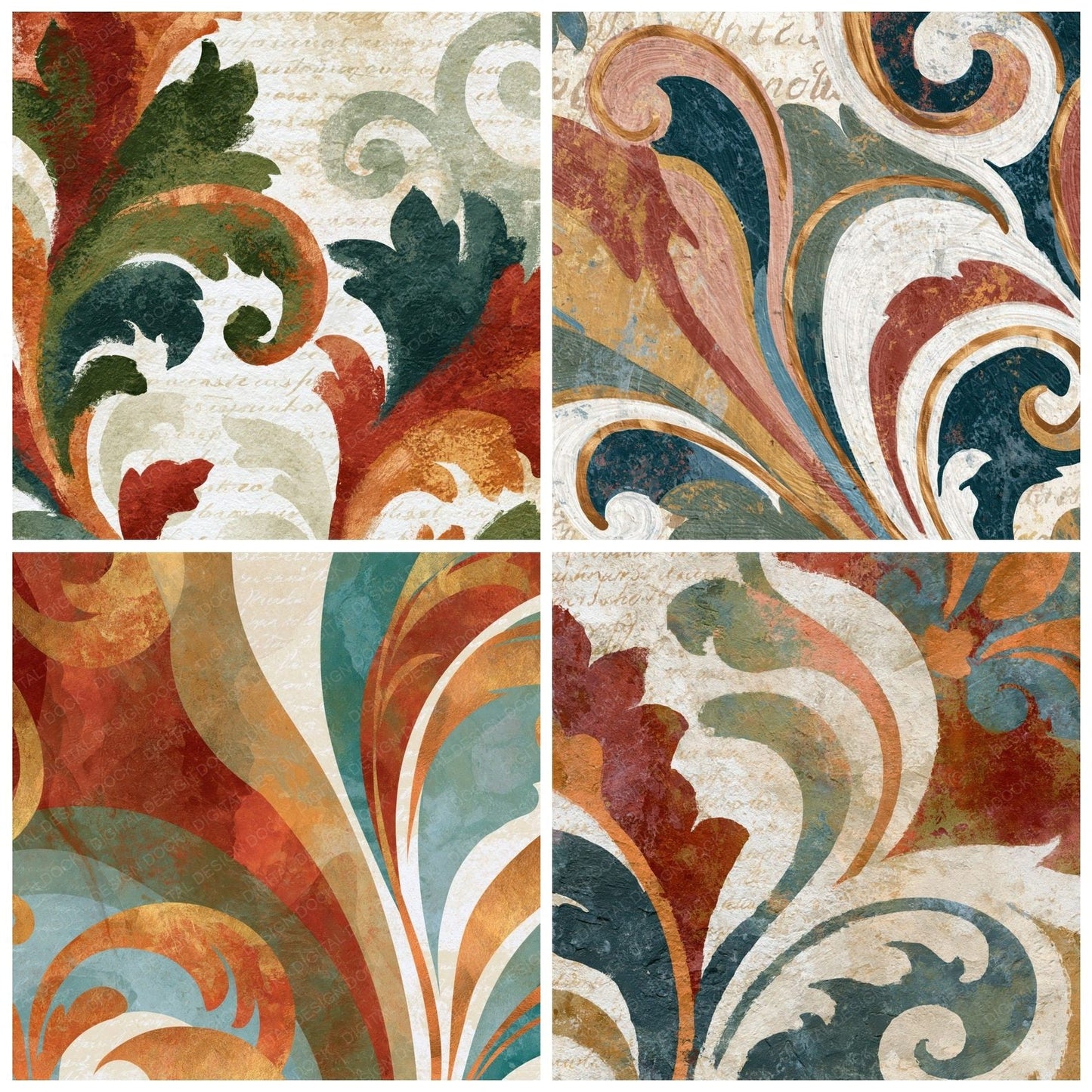 Rococo Rust Bone Abstract Digital Paper Pack (DDD014101)