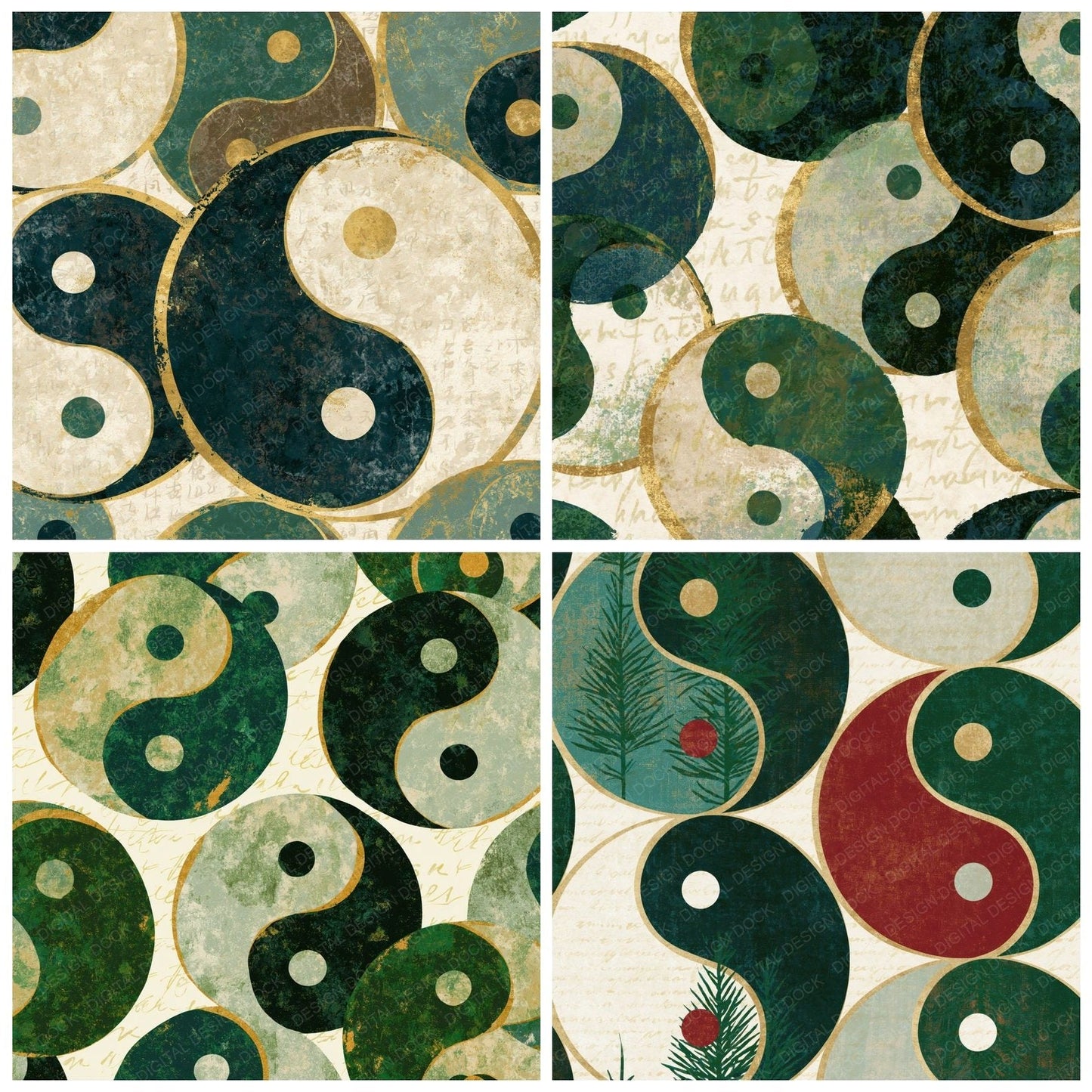 Screenprint Yin Yang Pine Cream Digital Paper Pack (DDD014102)