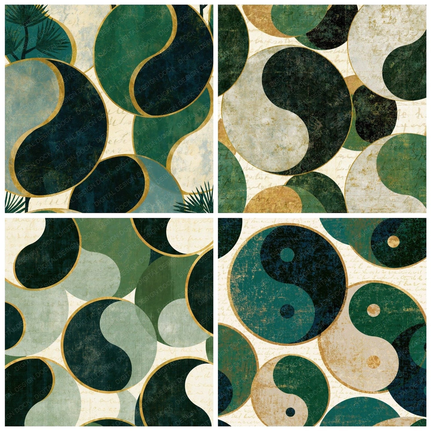 Screenprint Yin Yang Pine Cream Digital Paper Pack (DDD014102)