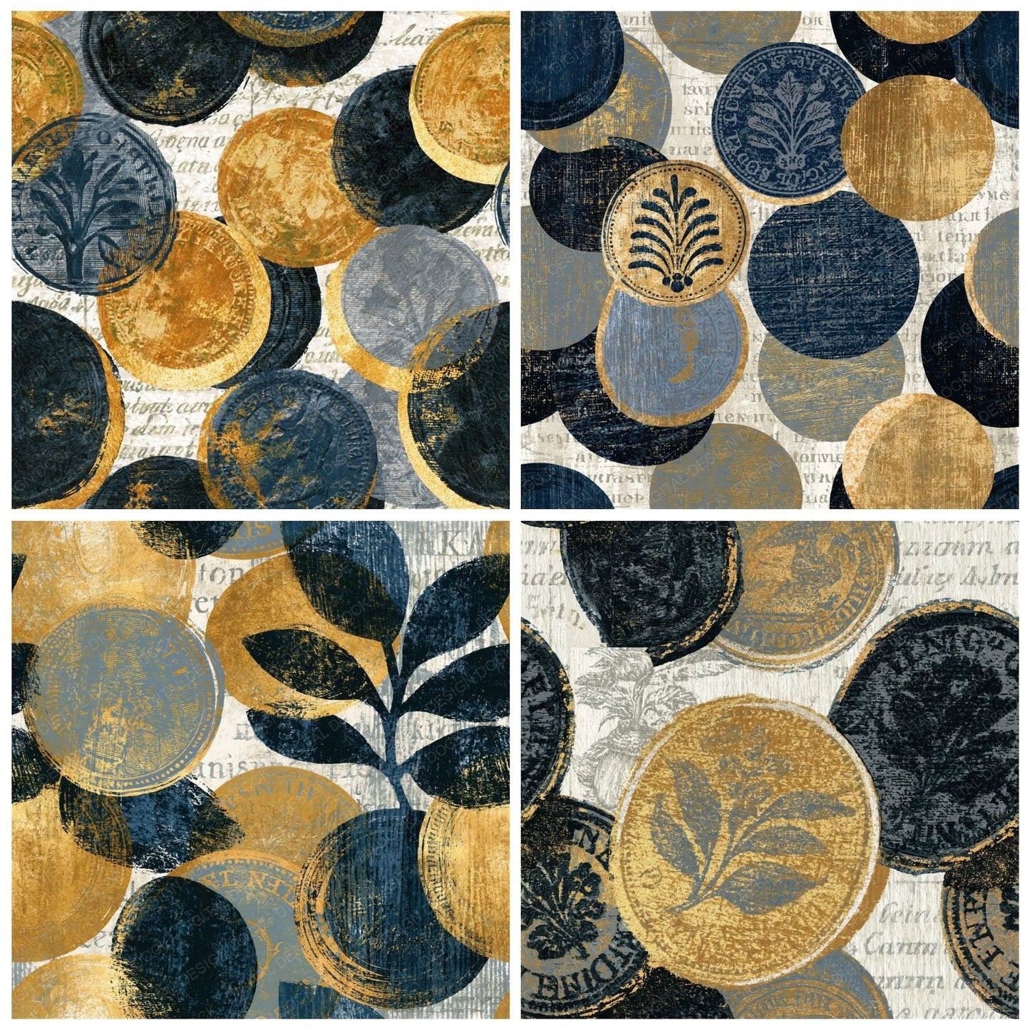Woodcut Foreign Coins Thunder Brass Seamless Digital Paper Pack (DDD014103)