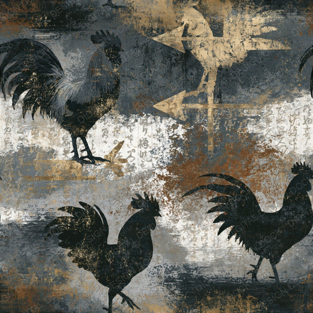 Fresco Rooster Weather Vane Storm Silver Seamless Digital Paper Pack (DDD014111)