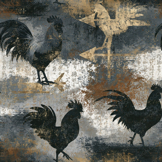 Fresco Rooster Weather Vane Storm Silver Seamless Digital Paper Pack (DDD014111)