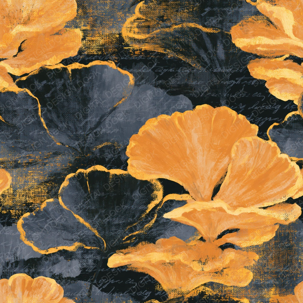 Gouache Chicken Woods Charcoal Gold Digital Paper Pack (DDD014112)