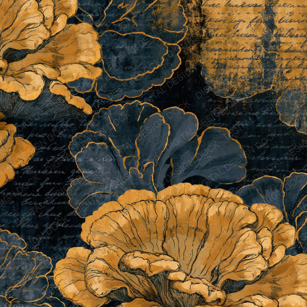 Gouache Chicken Woods Charcoal Gold Digital Paper Pack (DDD014112)