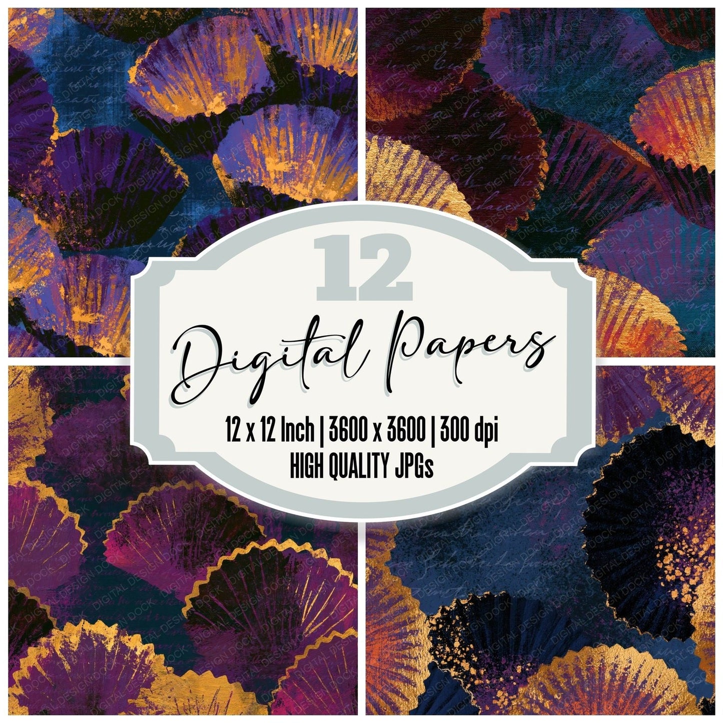 Impressionist Cupcake Liners Aubergine Plum Digital Paper Pack (DDD014114)