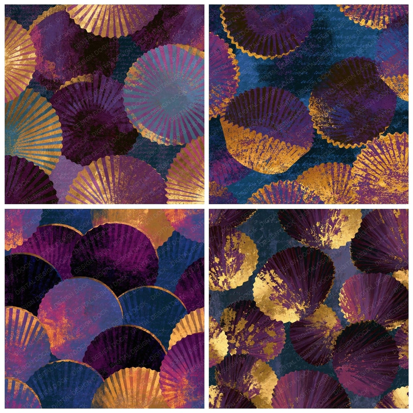 Impressionist Cupcake Liners Aubergine Plum Digital Paper Pack (DDD014114)