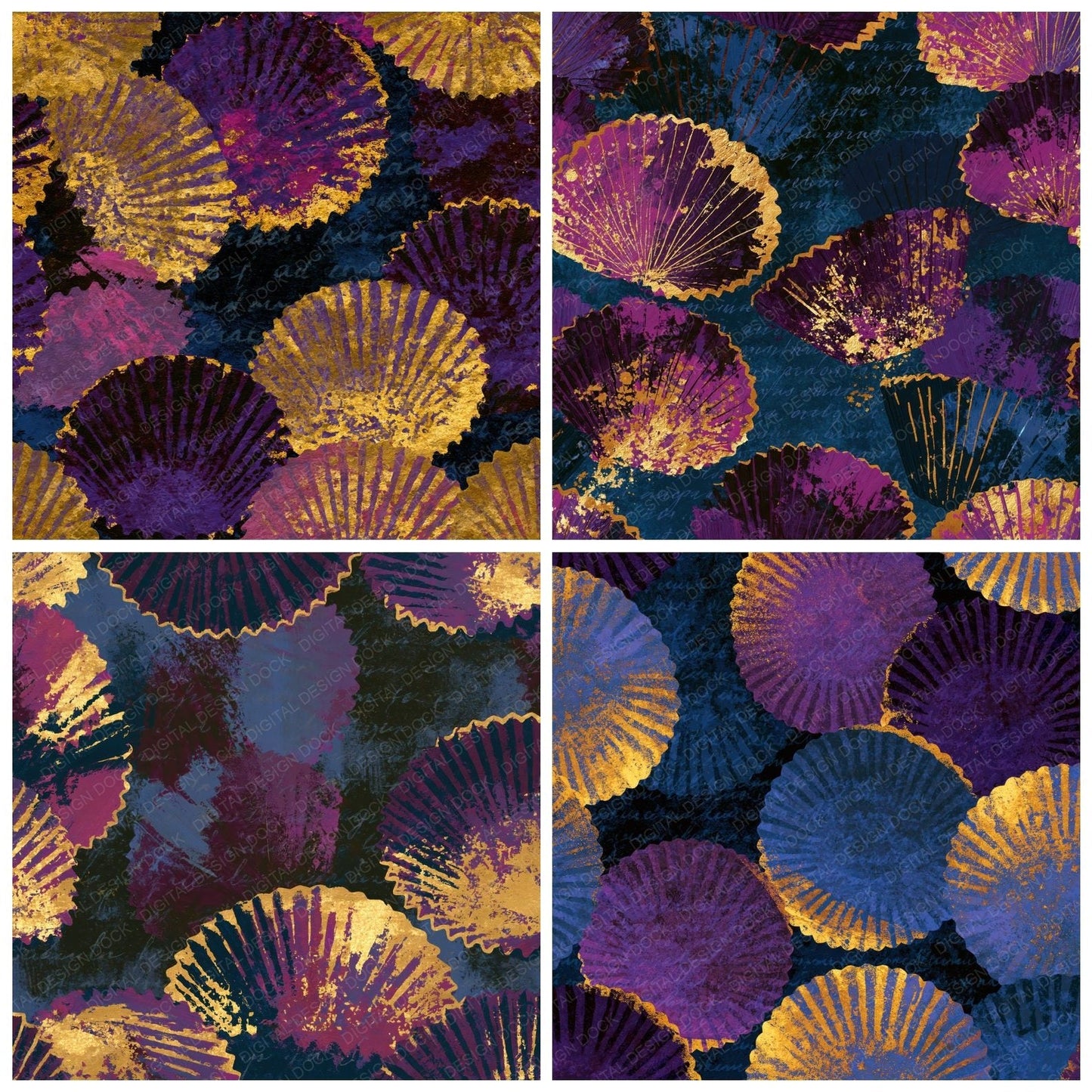 Impressionist Cupcake Liners Aubergine Plum Digital Paper Pack (DDD014114)