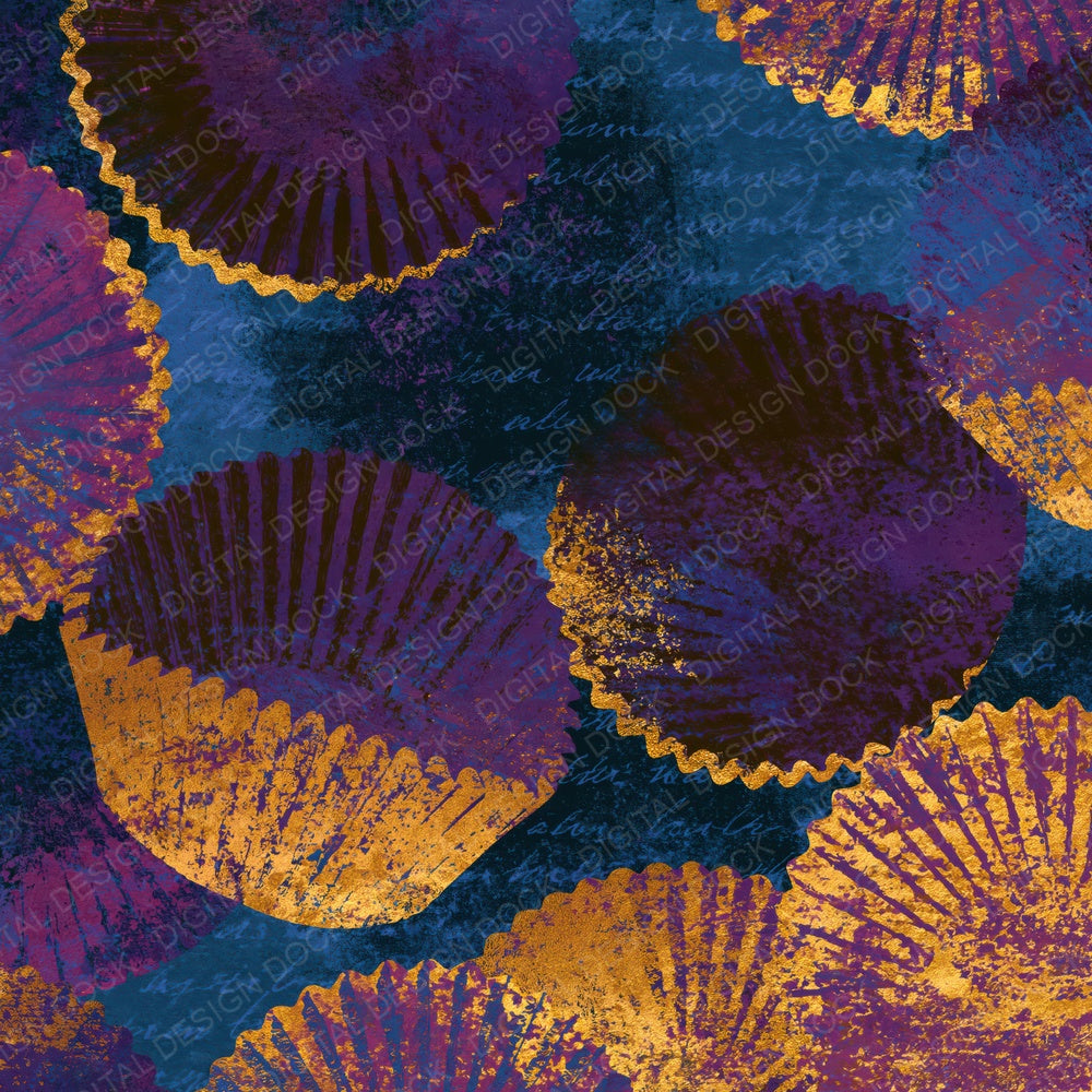 Impressionist Cupcake Liners Aubergine Plum Digital Paper Pack (DDD014114)