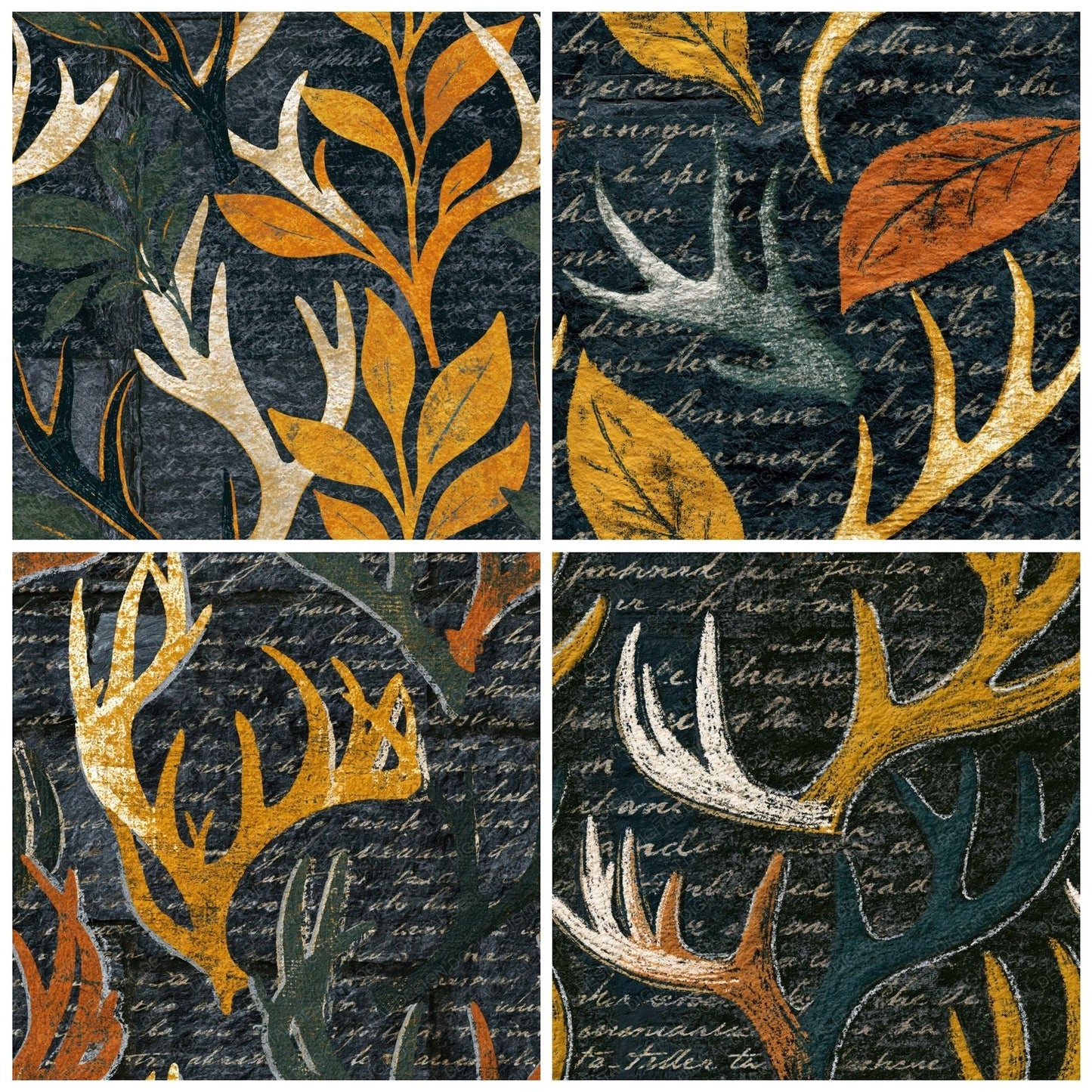 Lithograph Antlers Forest Saffron Seamless Digital Paper Pack (DDD014116)