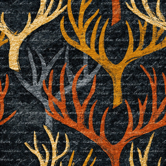 Lithograph Antlers Forest Saffron Seamless Digital Paper Pack (DDD014116)
