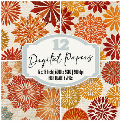 Mandala Snowflake Burnt Orange Cream Digital Paper Pack (DDD014118)