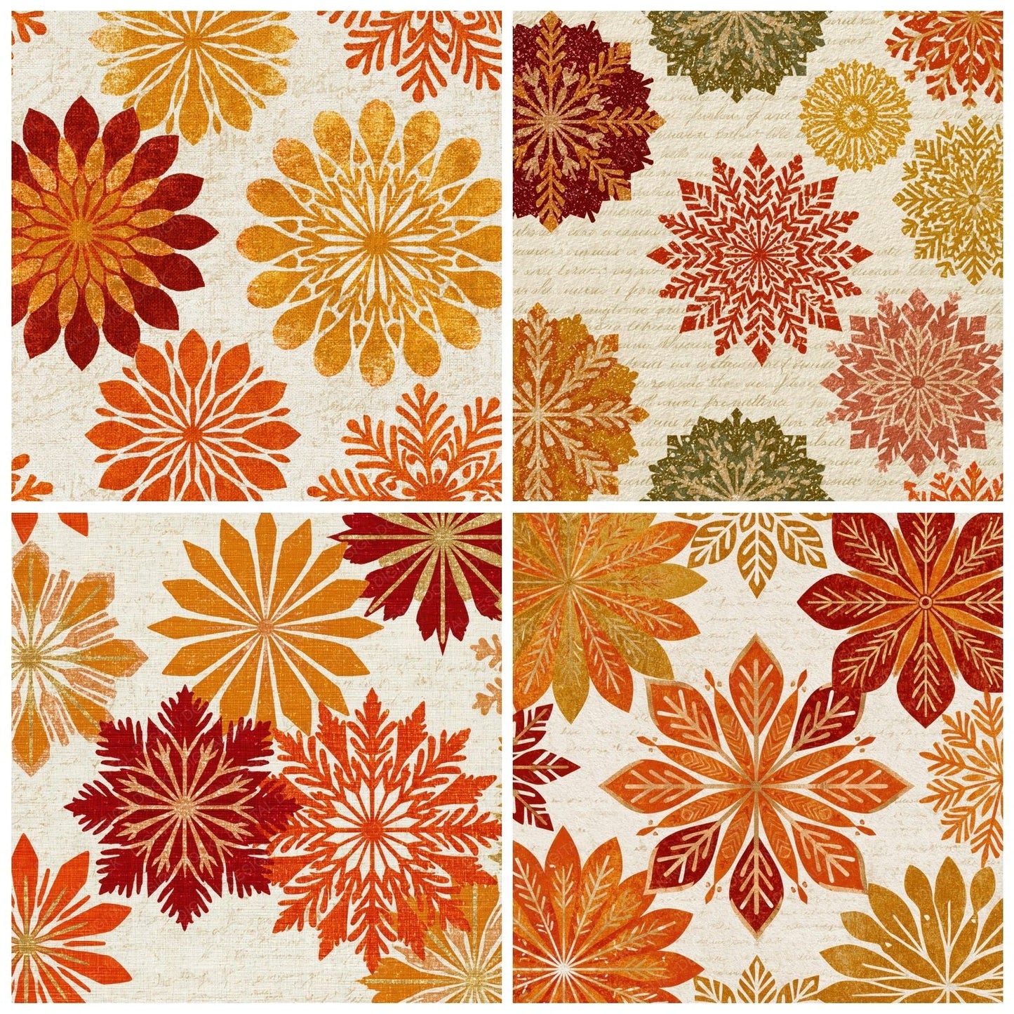 Mandala Snowflake Burnt Orange Cream Digital Paper Pack (DDD014118)
